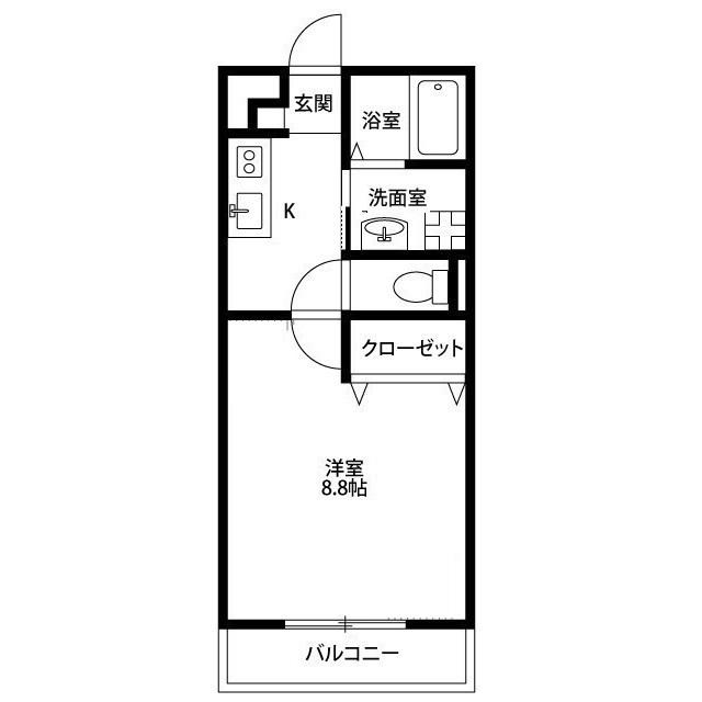 アンプルールリーブルルミエール(1K/1階)の間取り写真