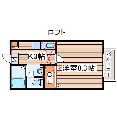 コリーヌ南光台I番館(1K/2階)の間取り写真