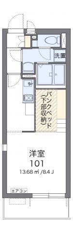 ミランダアイリス(ワンルーム/2階)の間取り写真