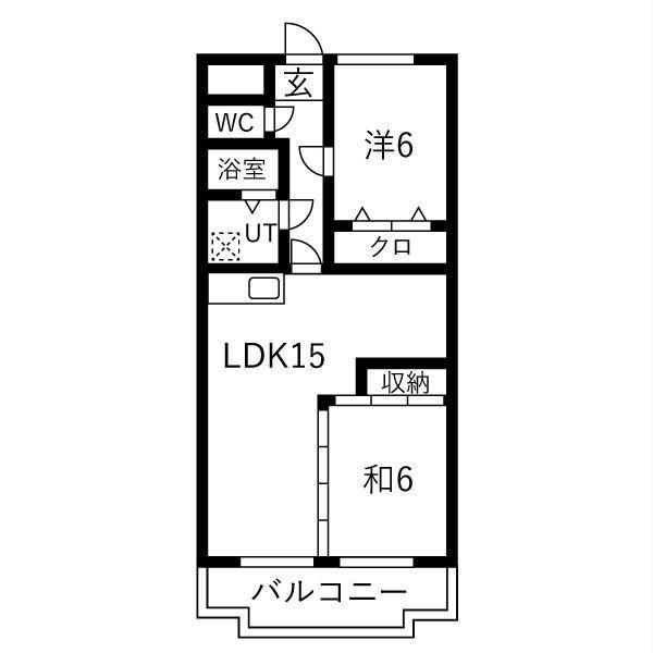 オアシス鷹丘(2LDK/3階)の間取り写真
