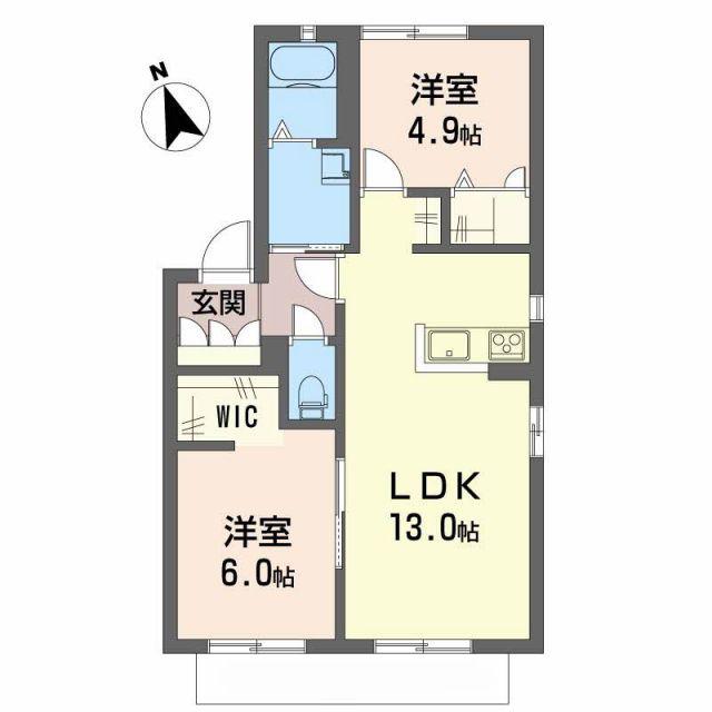 レーヴィンス島田C棟(2LDK/1階)の間取り写真