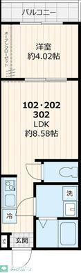 エーグル(1LDK/2階)の間取り写真