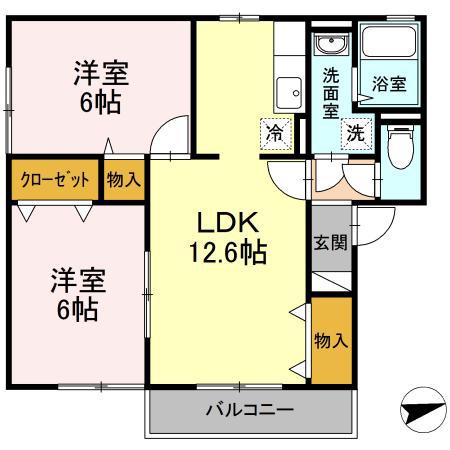 セジュールブランシェ(2LDK/2階)の間取り写真