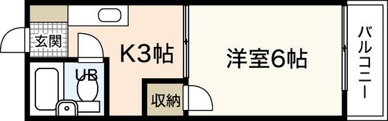 紅緑園ビル(1K/3階)の間取り写真