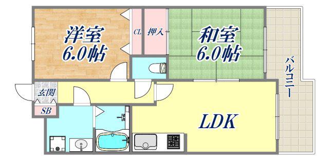 メゾン打出(2LDK/4階)の間取り写真