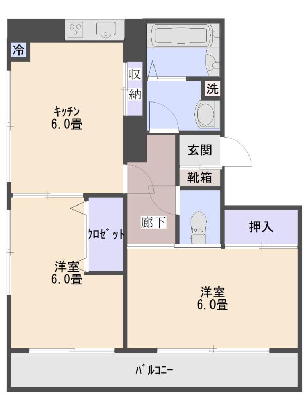 江古田1丁目(2LDK/2階)の間取り写真