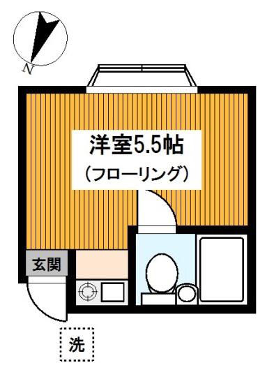 パールハイムC(ワンルーム/2階)の間取り写真