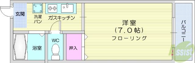 クリエイトAⅡ(1K/4階)の間取り写真