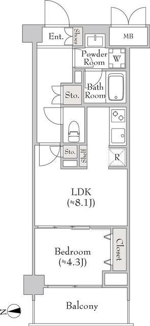 ミリアレジデンス大岡山 100(1LDK/2階)の間取り写真