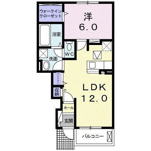 エスラル(1LDK/1階)の間取り写真