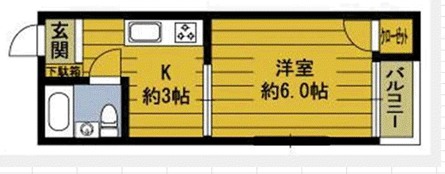 池ビル(1K/2階)の間取り写真