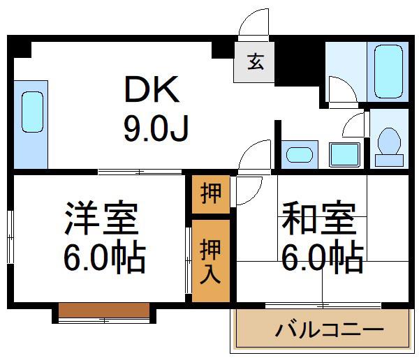 サンシルク日比谷(2DK/4階)の間取り写真