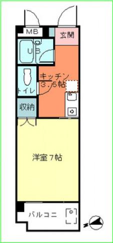 アビタシオン英(1K/5階)の間取り写真