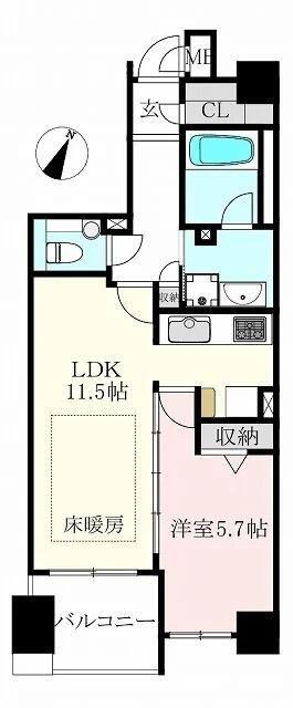 ディークラディア目黒本町(1LDK/6階)の間取り写真