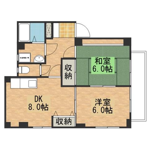 稲垣ビル(2DK/1階)の間取り写真
