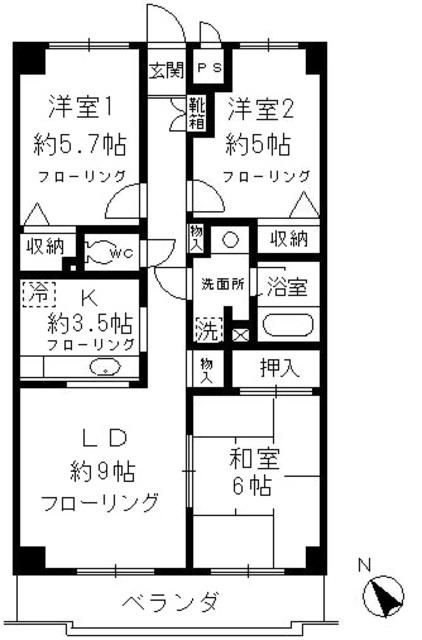 チェリーコート武蔵小金井(3LDK/4階)の間取り写真