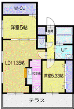 グランドサクセス千歳(2LDK/1階)の間取り写真
