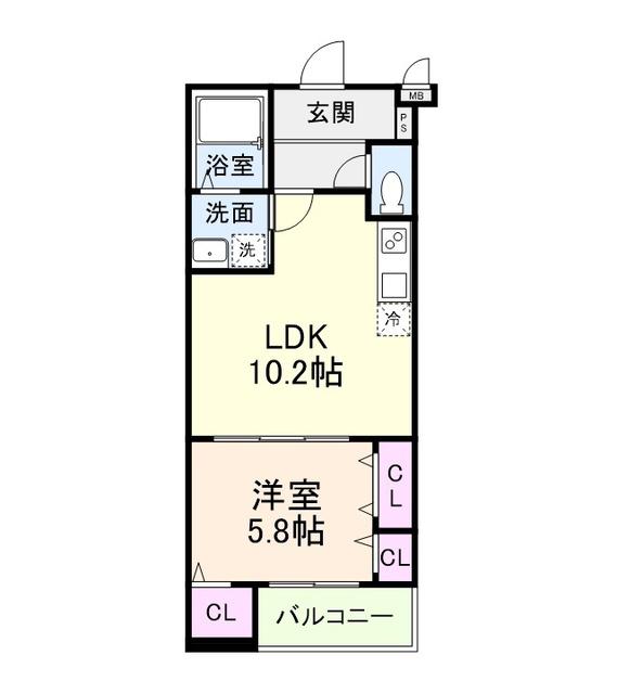 プライムメゾン・ソレイユ(1LDK/2階)の間取り写真