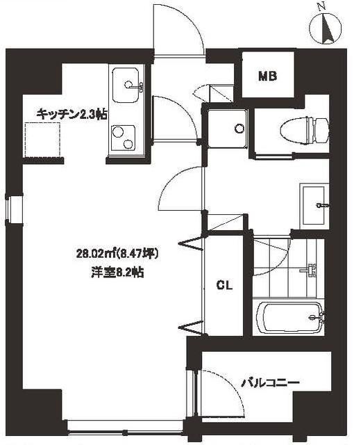 ST恵比寿(1K/3階)の間取り写真