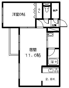 ベルオーブドゥ(1LDK/2階)の間取り写真