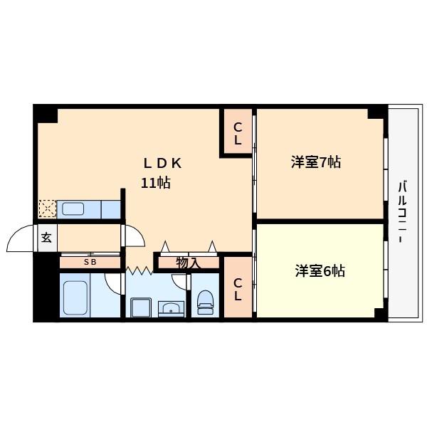 ゾンネンハイム葛西(2LDK/7階)の間取り写真