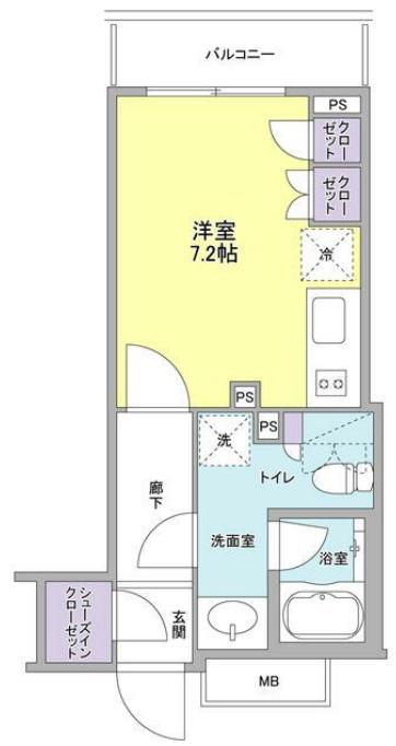 プラウドタワー亀戸(ワンルーム/4階)の間取り写真