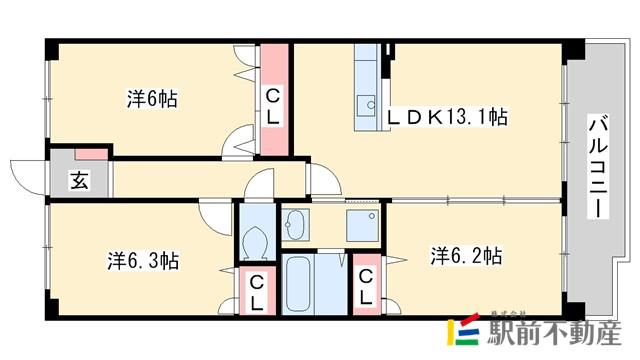 ソルベルデ五条(3LDK/1階)の間取り写真