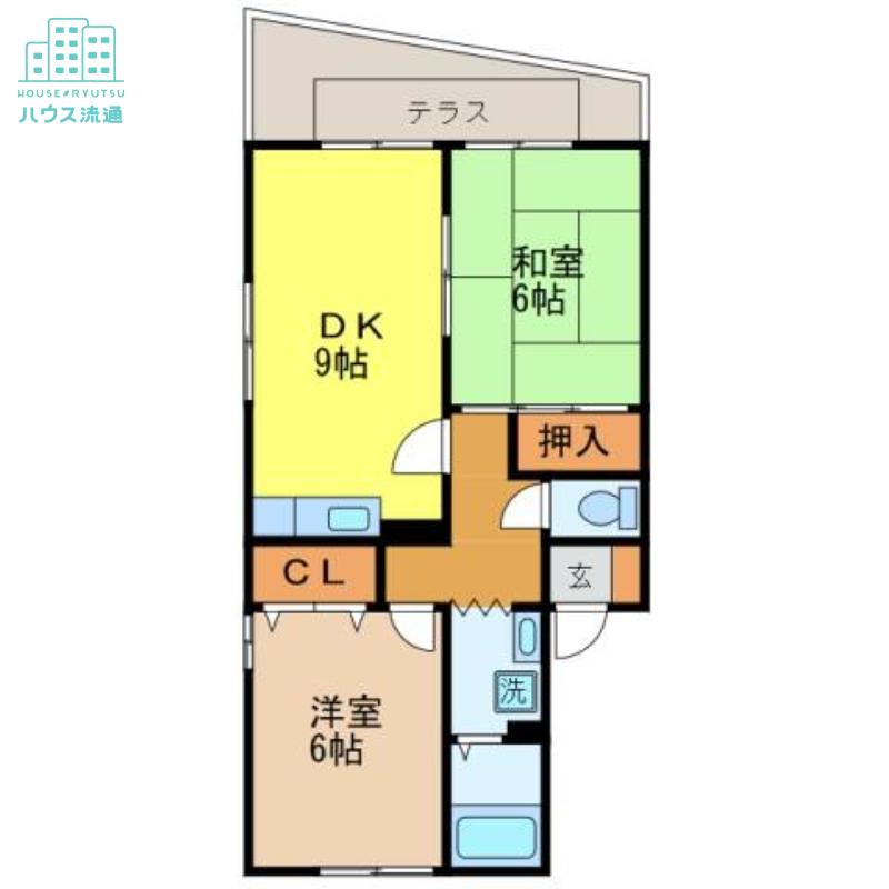 コスモスA(2DK/1階)の間取り写真