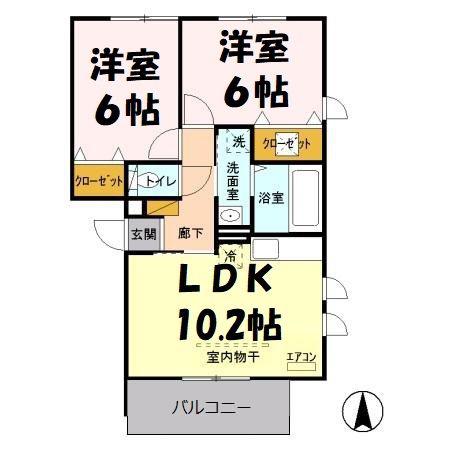 ロイヤルヒル共栄Ⅰ(2LDK/1階)の間取り写真