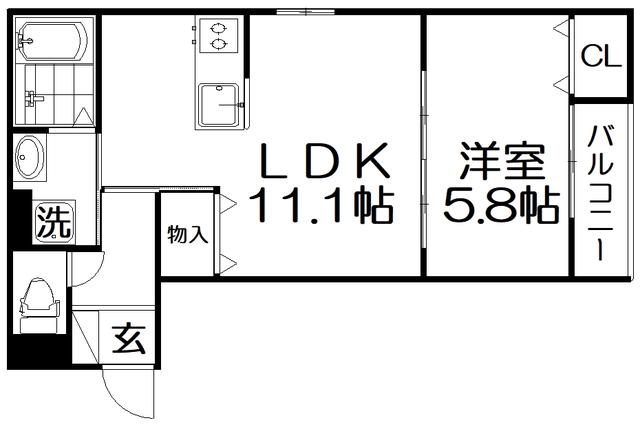 TEKO宮之阪(1LDK/3階)の間取り写真