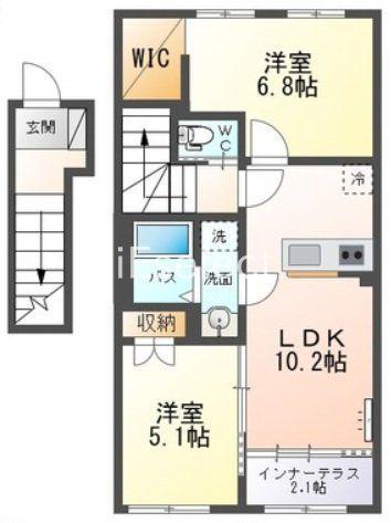 COMFORT LUMINOUS(2LDK/2階)の間取り写真