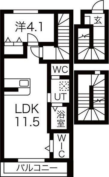 プルミエ仙杜II(1LDK/3階)の間取り写真