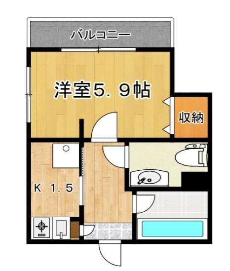 クレスト46(1K/1階)の間取り写真