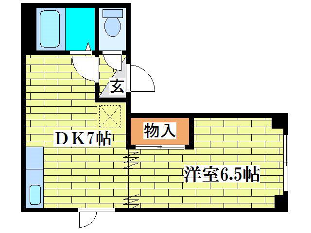 エクセレンス羊が丘(1DK/2階)の間取り写真