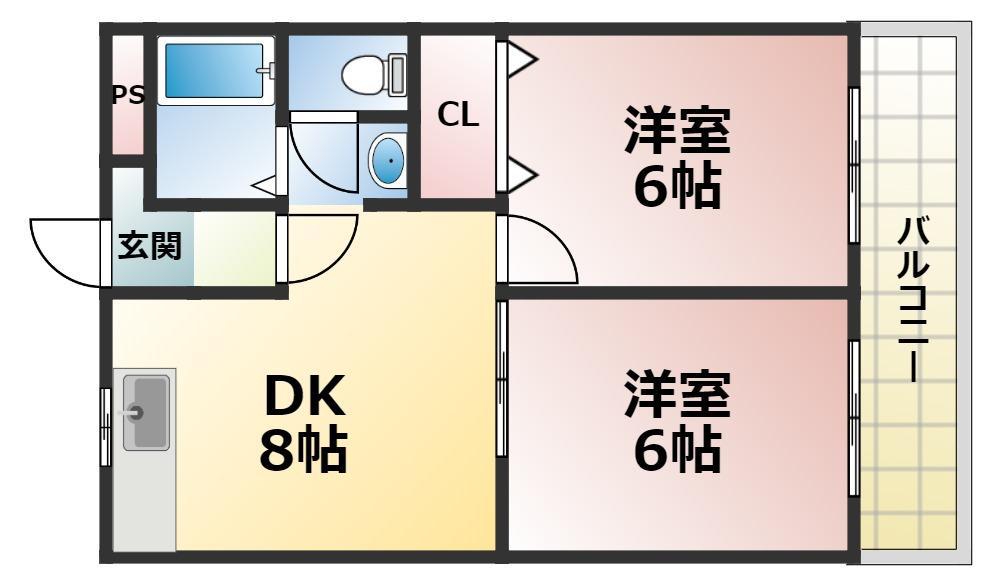 エイチ・ツー・オー高井田IIビル(2DK/3階)の間取り写真