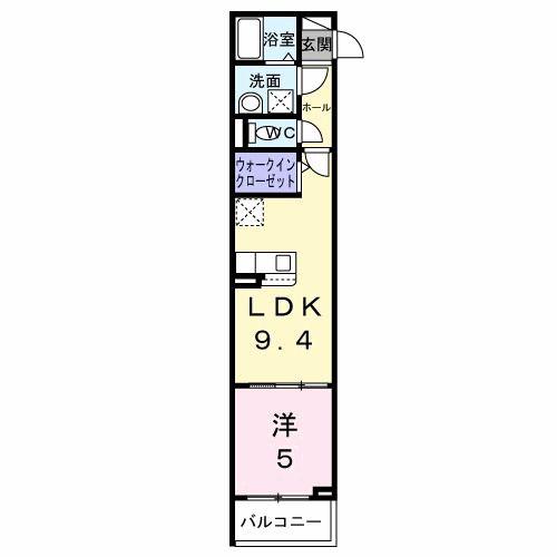 巽西3丁目(1LDK/2階)の間取り写真