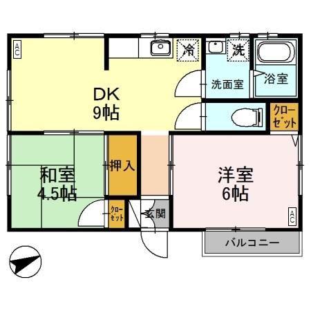 Yコーポ(2DK/1階)の間取り写真