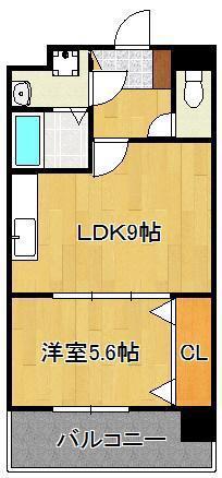 竪町センタービル(1LDK/9階)の間取り写真
