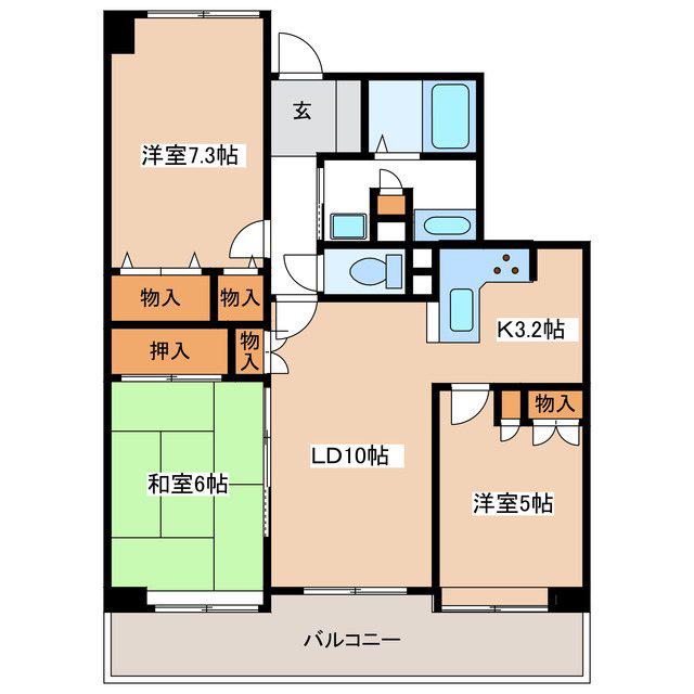 サーパス深志(3LDK/3階)の間取り写真