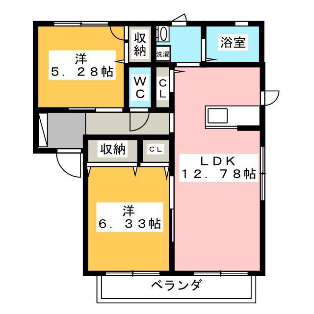 B FLAT(2LDK/1階)の間取り写真