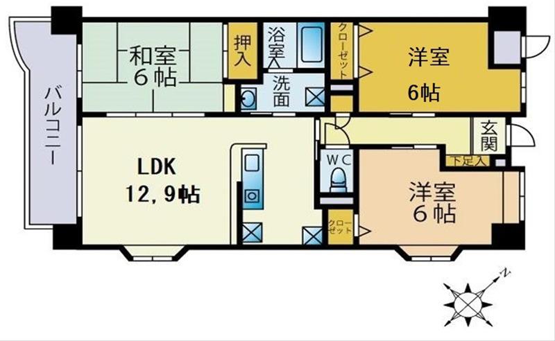 ベルメゾン南篠崎ユニゾン(3LDK/2階)の間取り写真