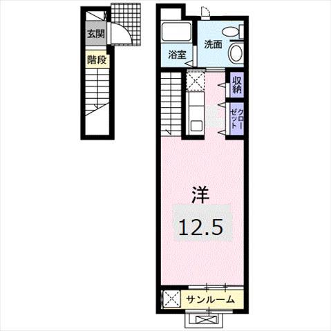 イーストAVENUE(ワンルーム/2階)の間取り写真