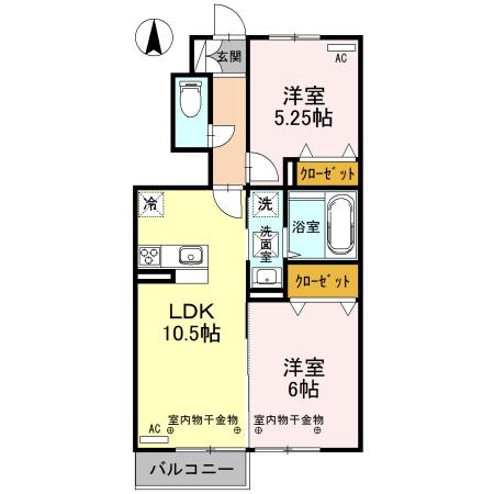 リヴェールふなはし(2LDK/1階)の間取り写真