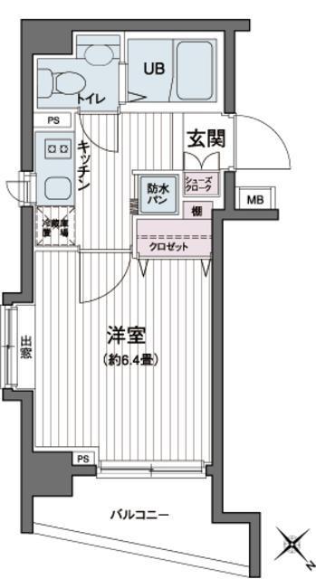 エコロジー都立大学レジデンス(1K/6階)の間取り写真