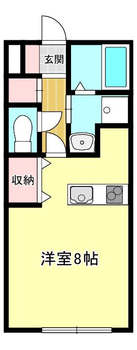 ルビンハイム(1K/1階)の間取り写真