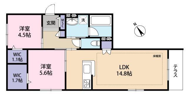 エルズプラス高円寺南(2LDK/1階)の間取り写真