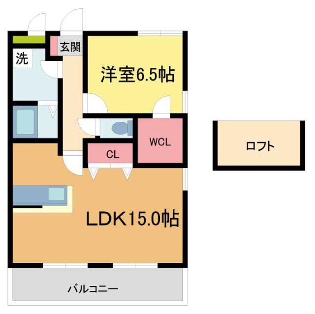ラフィーネ宝塚(1LDK/1階)の間取り写真