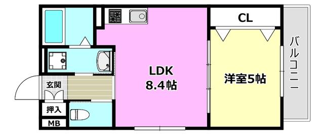 ティアラ豊川(1LDK/3階)の間取り写真