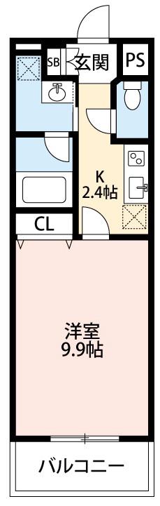 カーサビアンカ東岡崎(1K/4階)の間取り写真
