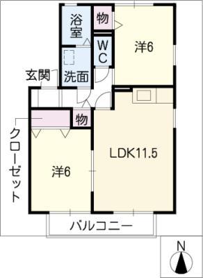 ラ・サンテ A棟(2LDK/1階)の間取り写真